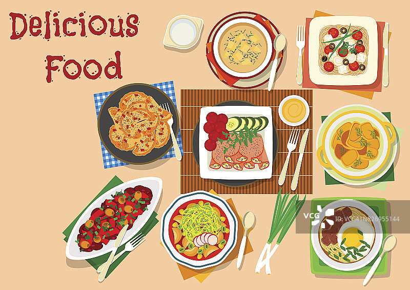 午餐菜肴图标为健康食品设计图片素材