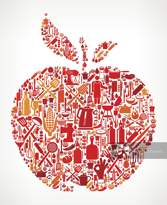 苹果烹饪和食物矢量图标模式图片素材