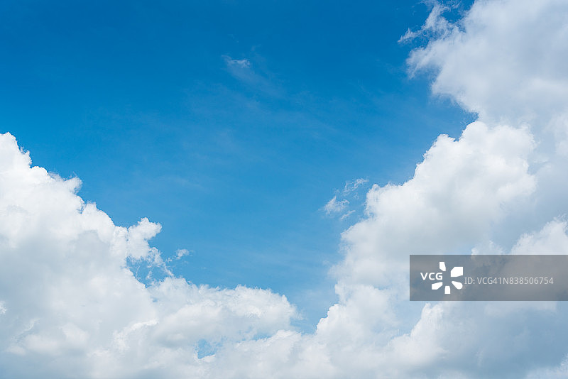 广阔的蓝天和白云。蓝色的天空背景图片素材