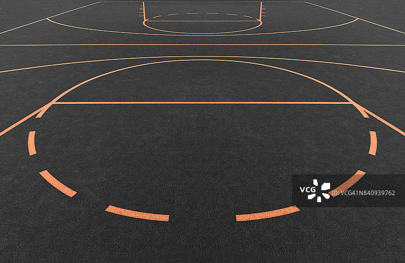 室外篮球场用橙色的场地线覆盖着格子图案图片素材