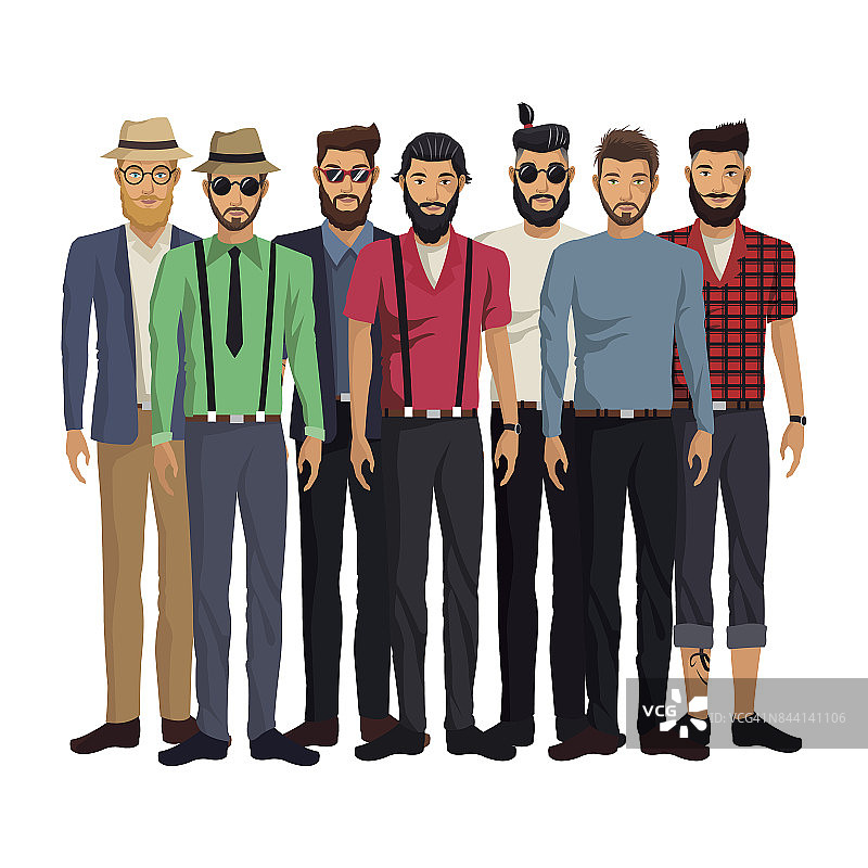 团体男子风格嬉皮胡子时尚图片素材