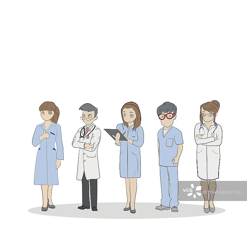一队医务人员(医生和护士)。矢量插图。图片素材