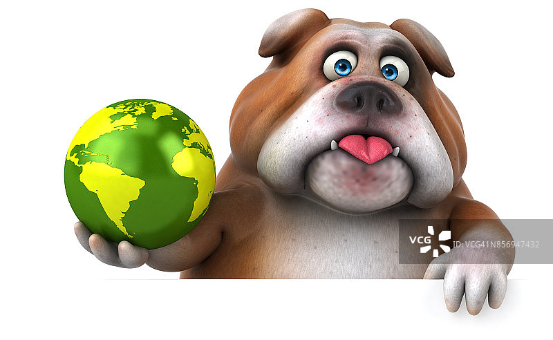 有趣的斗牛犬- 3D插图图片素材