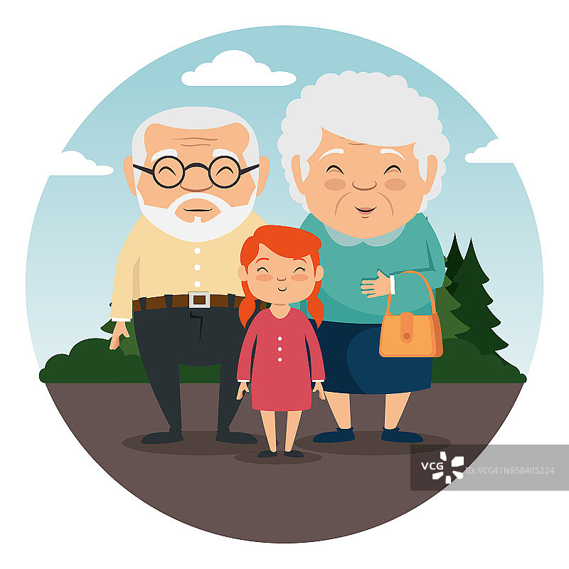 祖父母和孙辈的家庭图片素材