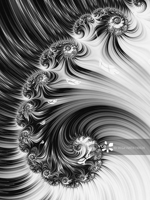 黑白螺旋抽象分形图案图片素材
