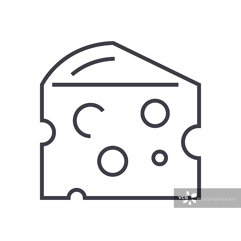 奶酪矢量线图标，标志，插图的背景，可编辑的笔画图片素材