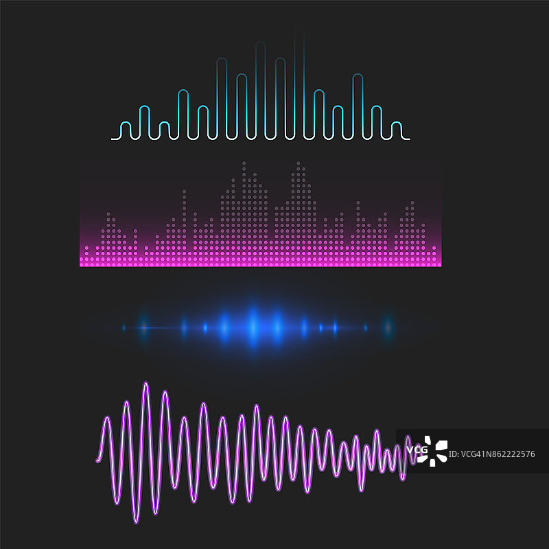 矢量数字音乐均衡器音频波形设计模板音频信号可视化信号插图图片素材