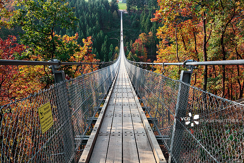 悬索桥Geierlay (Hangeseilbrucke Geierlay)德国图片素材