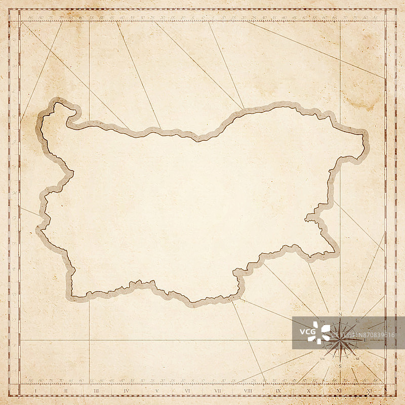 保加利亚地图在复古风格-旧纹理纸图片素材