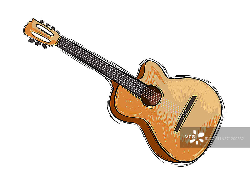 矢量插图的乐器吉他绘图图片素材