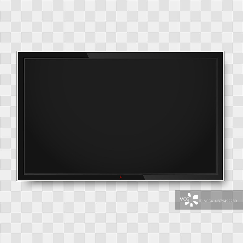 透明背景上的黑色显示器。电视屏幕，led型或lcd。向量。图片素材