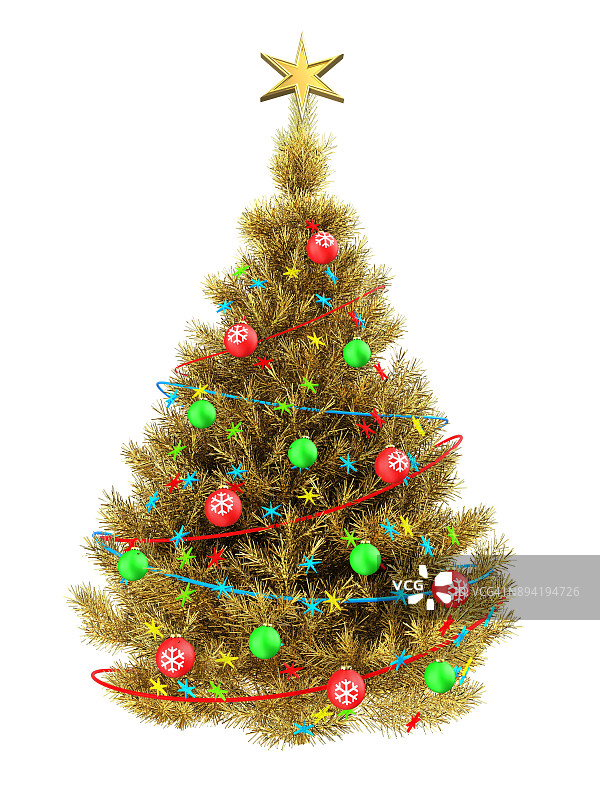 3d金色圣诞树图片素材