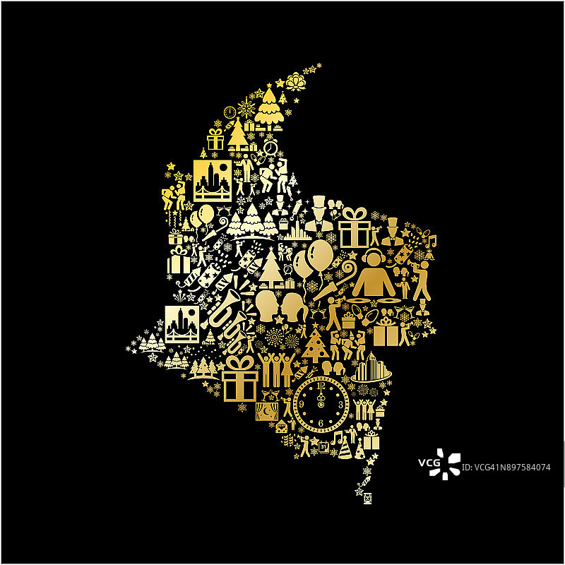 哥伦比亚新年黄金2018庆祝矢量图标模式图片素材
