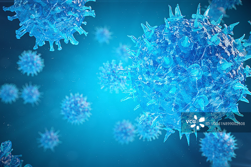 病毒性肝炎感染引起的慢性肝病，肝炎病毒，3d插图图片素材