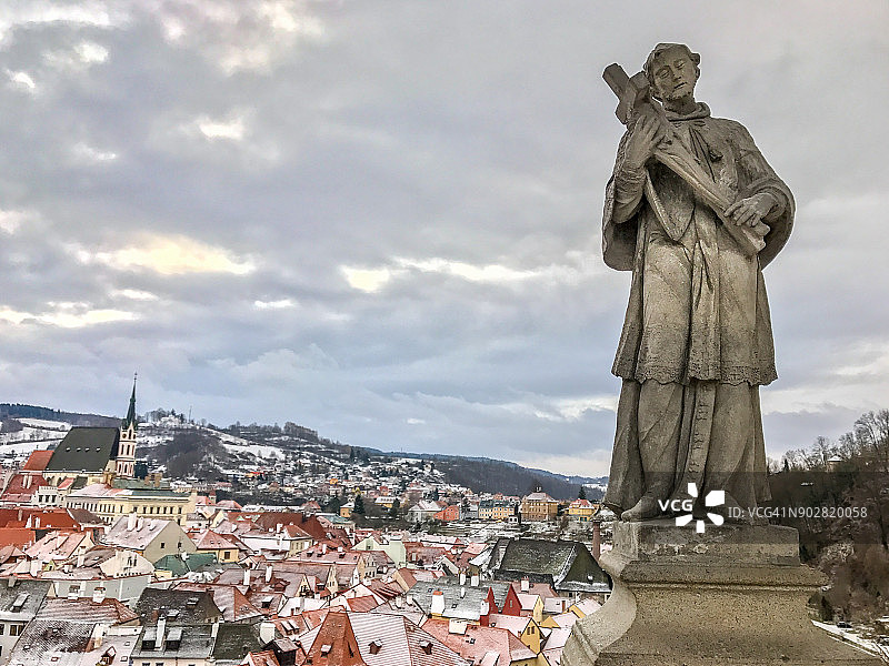 雕像在Plášťový最多和城镇，捷克共和国图片素材