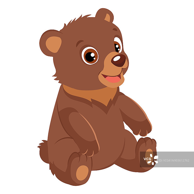 可爱的快乐小熊矢量插图。微笑的泰迪熊。图片素材