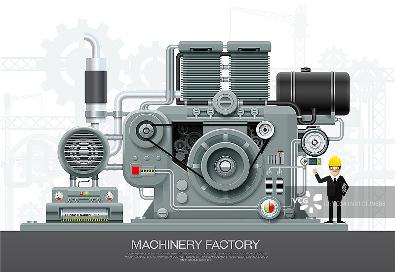 工业机械制造厂建设设备工程矢量图片素材