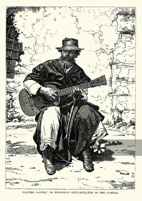 Gaucho Cantor，潘帕斯的牧民吉他手图片素材