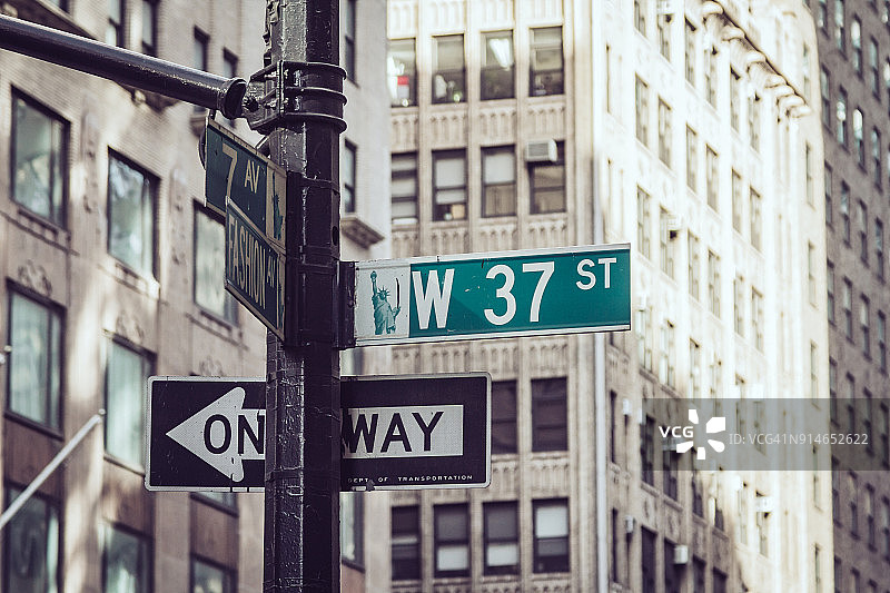 曼哈顿中城的方向标志图片素材
