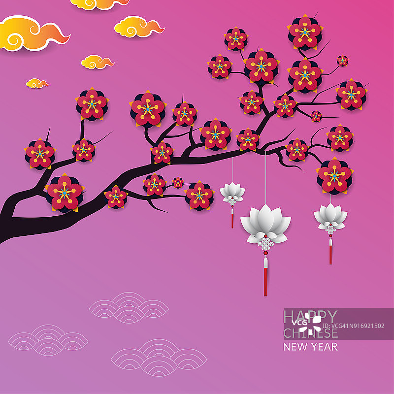 背景:中国新年。矢量插图。图片素材