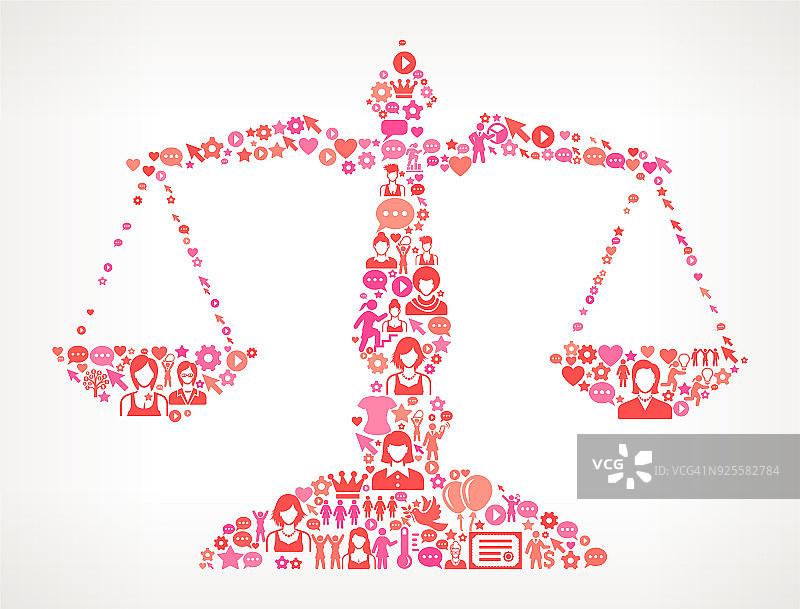 正义平衡女性权利和女性赋权的图标模式图片素材