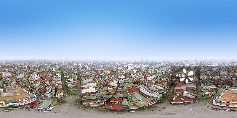 越南河内杭大市场上空360°鸟瞰图图片素材