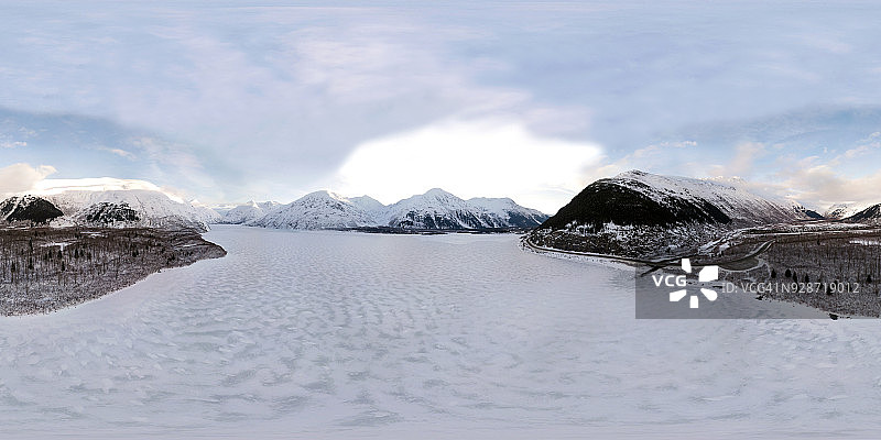 360度鸟瞰波蒂奇湖-阿拉斯加图片素材