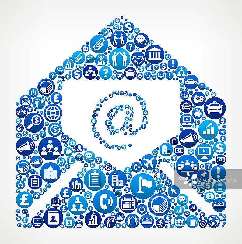 电子邮件业务和金融蓝色图标模式图片素材