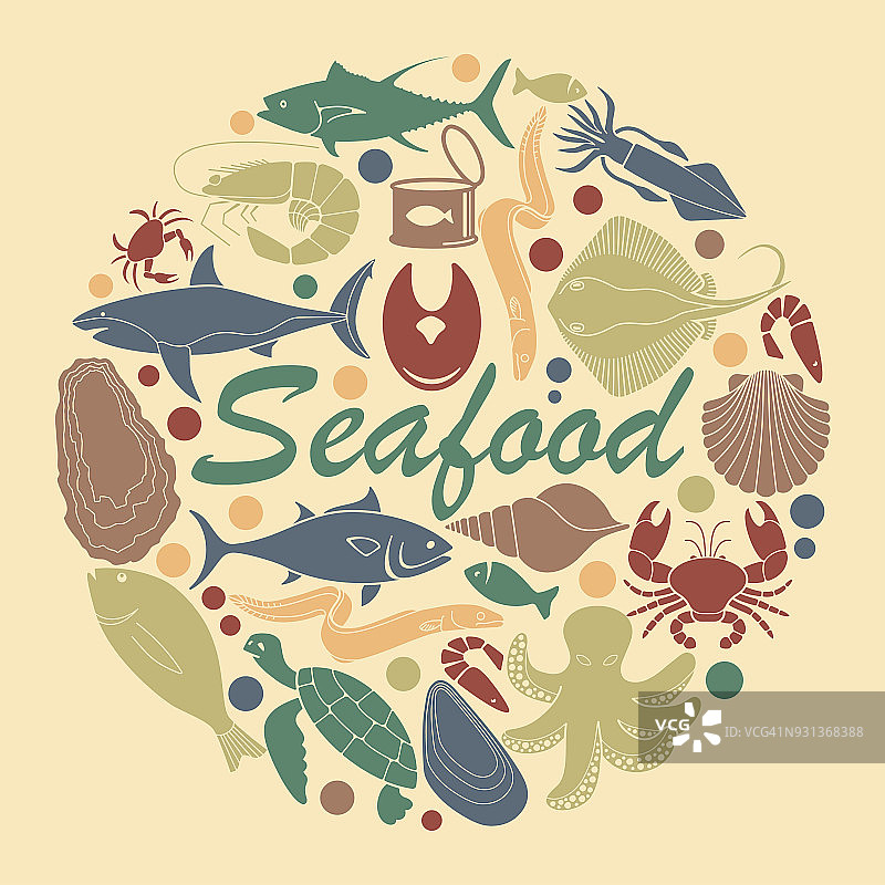鱼和海鲜的图标图片素材
