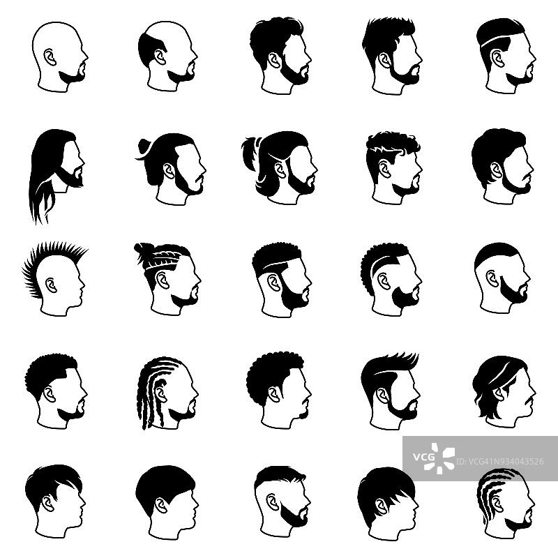 男性发型矢量图标图片素材