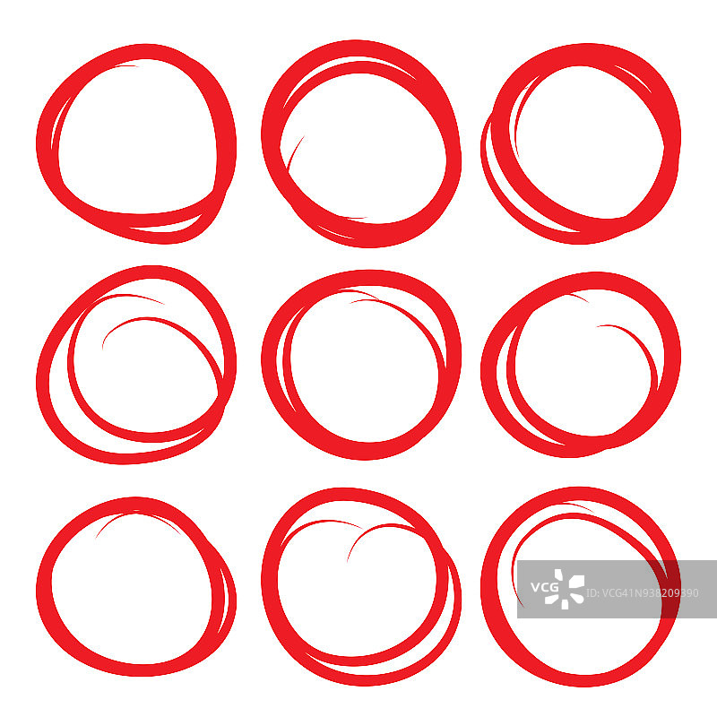 高亮元素，红色圆圈设置，收集校正和手绘圆圈。图片素材
