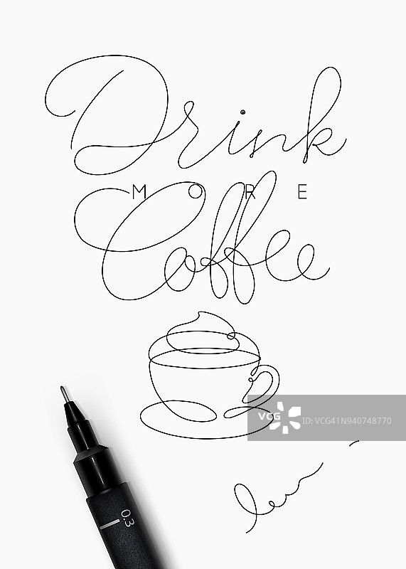 咖啡笔线条海报更多的咖啡图片素材