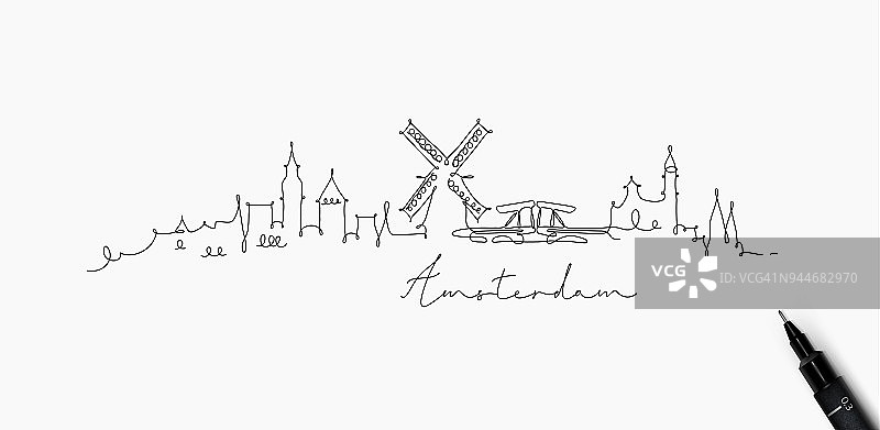 钢笔线轮廓阿姆斯特丹图片素材