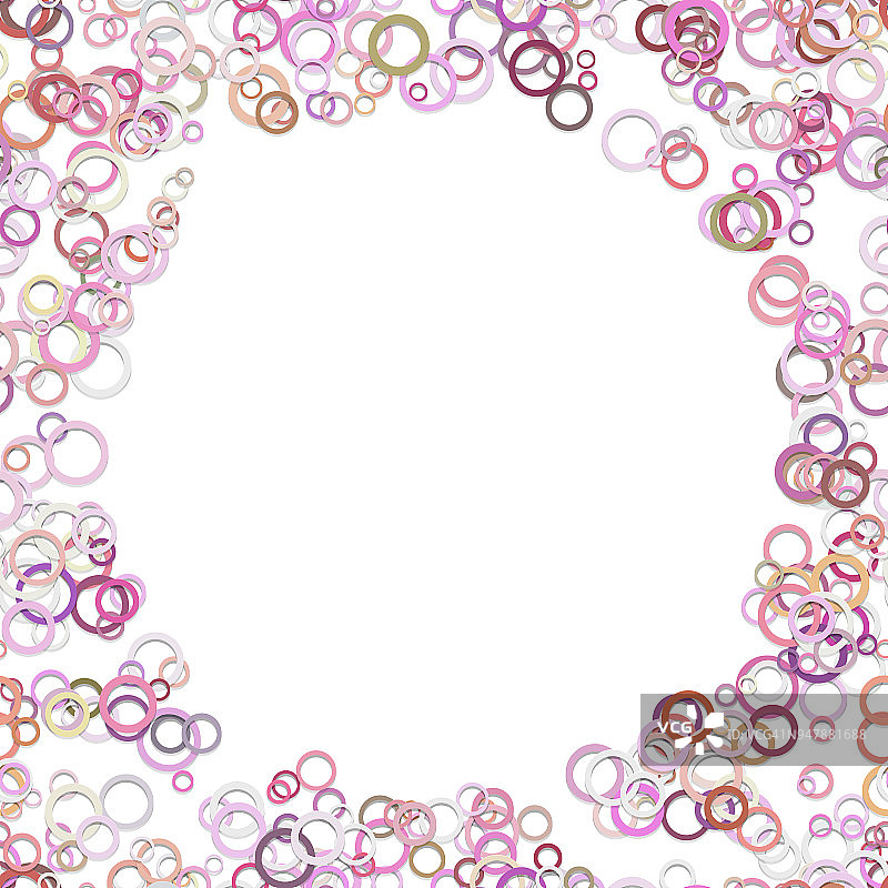 几何抽象混沌圆背景-由彩色圆环矢量图形设计而成图片素材