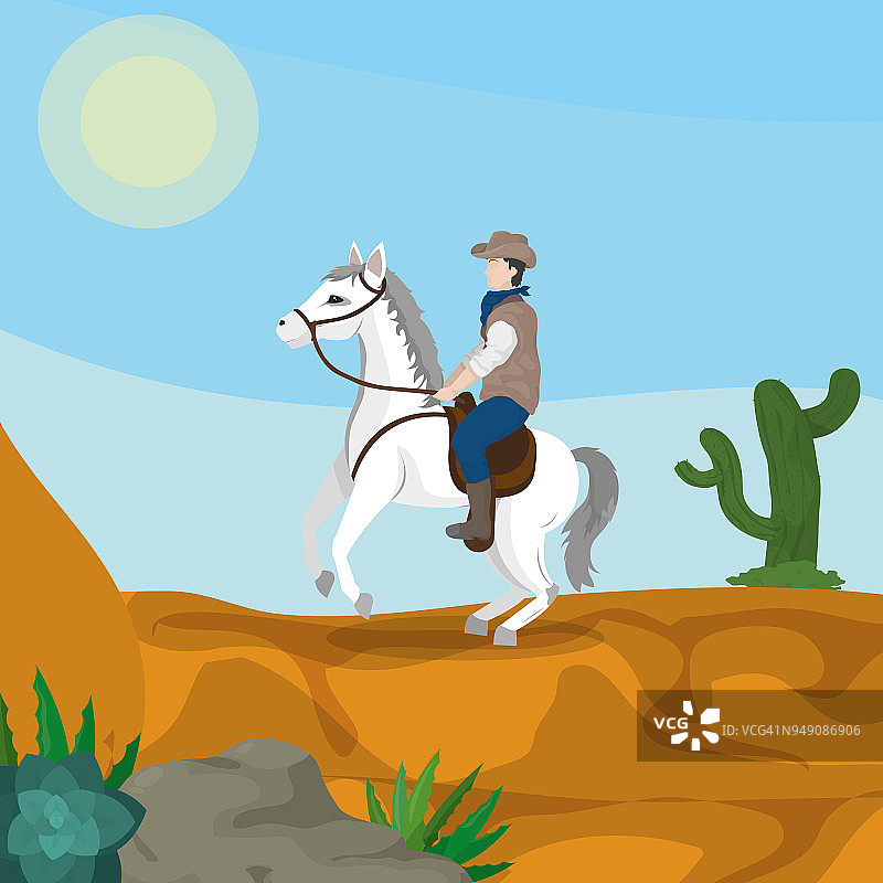 沙漠里骑马的牛仔图片素材