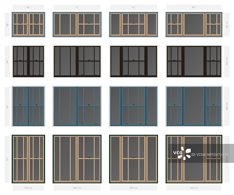 矢量单挂偏移样式组合窗口设置不同的大小和颜色图片素材