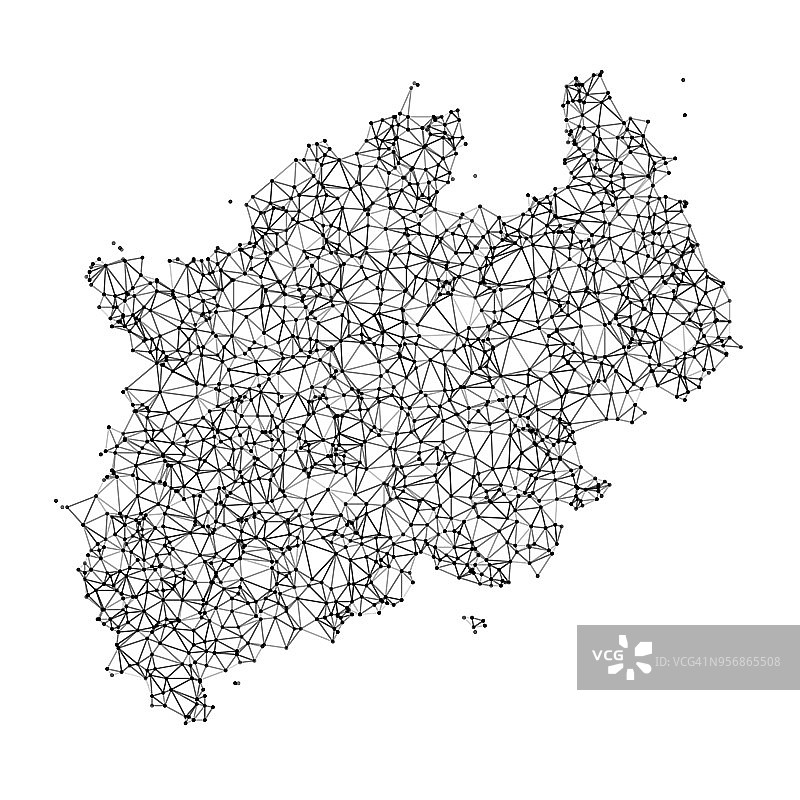 北莱茵-威斯特法利亚地图网络黑白地图图片素材