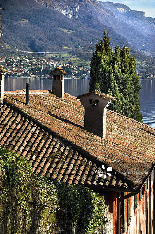 意大利Bellagio的瓦片屋顶图片素材