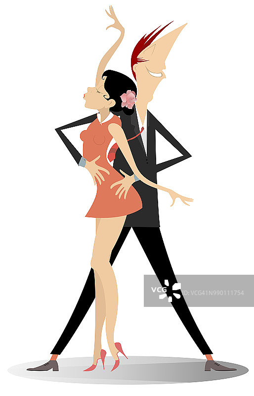 浪漫舞蹈青年夫妇插图孤立图片素材