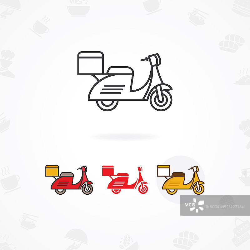 送餐图标，快速和免费送餐图标与摩托车图片素材