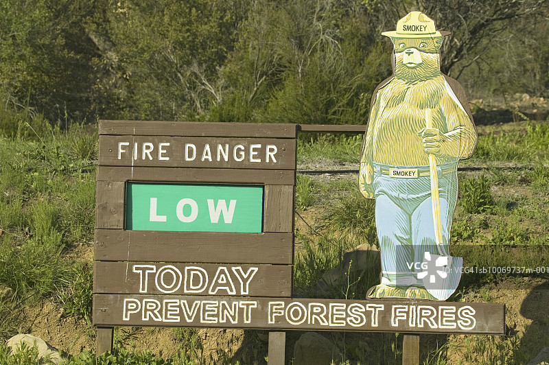 美国加利福尼亚州洛斯帕德雷斯国家森林，火灾危险信息标志图片素材