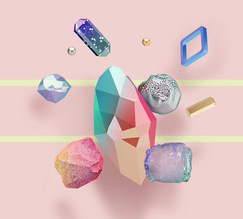 无缝3D渲染宝石，宝石，水晶背景设计003图片下载