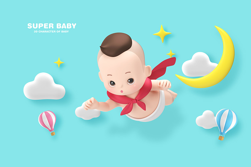 超级宝宝概念，3D宝宝角色。017图片素材