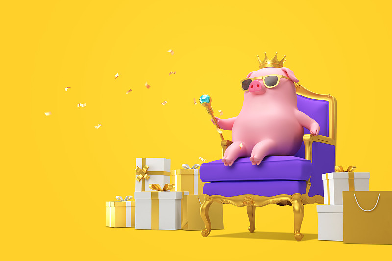 3D金猪人物，2019猪年卡通设计。010图片下载