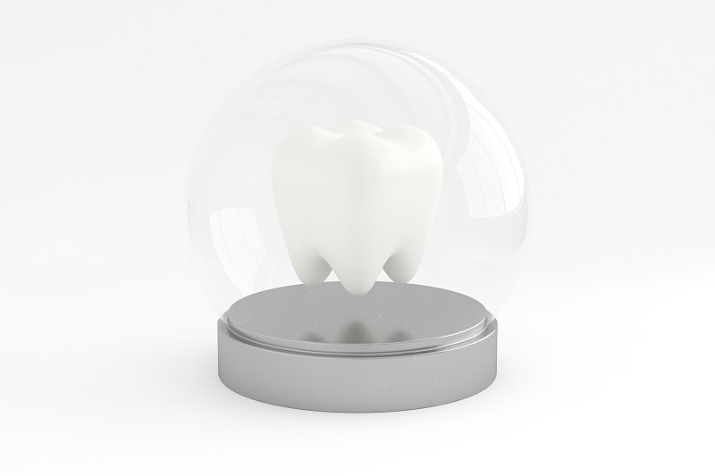 3D玻璃罩内的牙齿图片下载