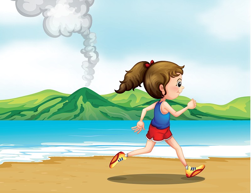 卡通女生跑步图片唯美图片