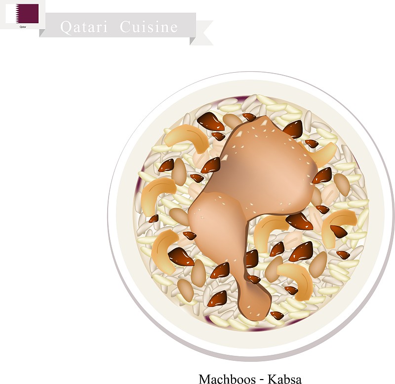 Machboos或卡塔尔巴林香料鸡饭图片下载