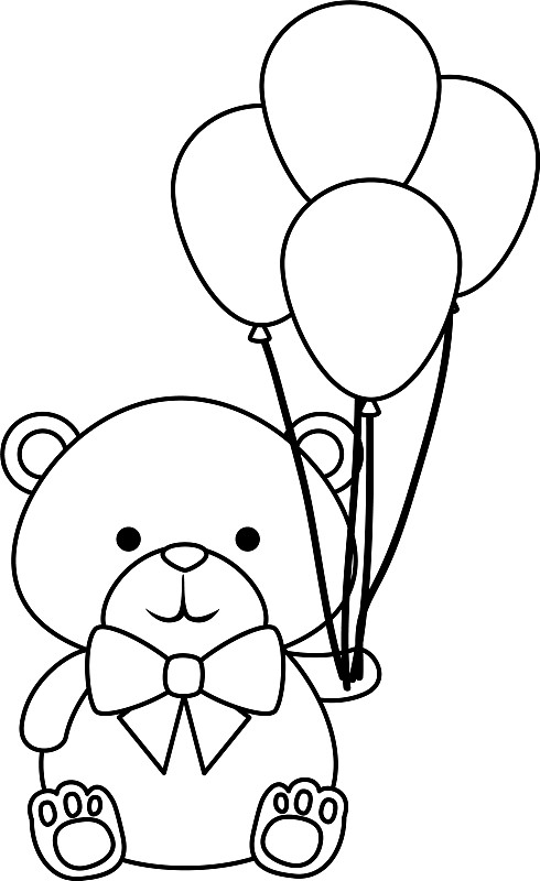 可爱的泰迪熊,气球,氦气和图片