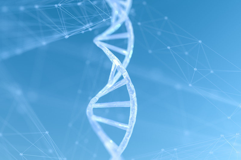 DNA与发散线条科技背景，三维渲染图片下载