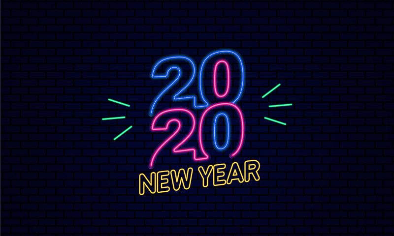 新年快乐2020排版文字海报图片下载